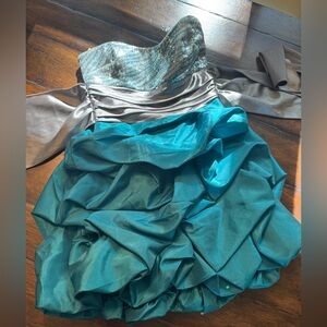 Holiday Trixxi Teal Dress with Silver Accents- Size 1 (Juniors)